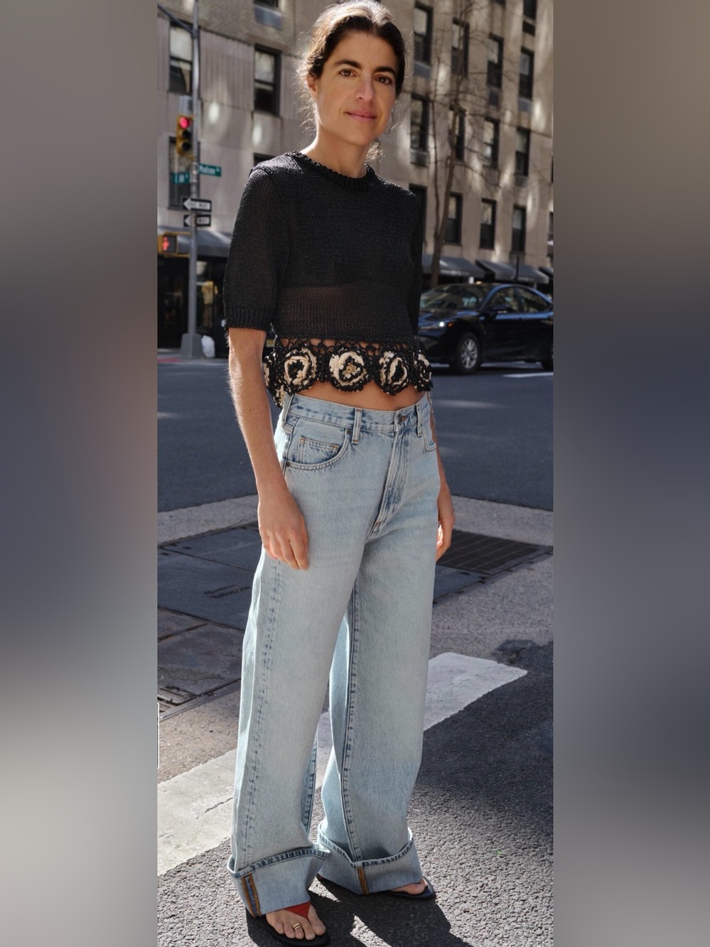NWT Zara Crochet Black Cropped Top with Cream Accents Medium 1957/006